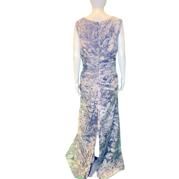 NWT JS Collections Maddison French Blue V-Neck Ruched Column Gown - Sz 12 - Picture 4 of 9